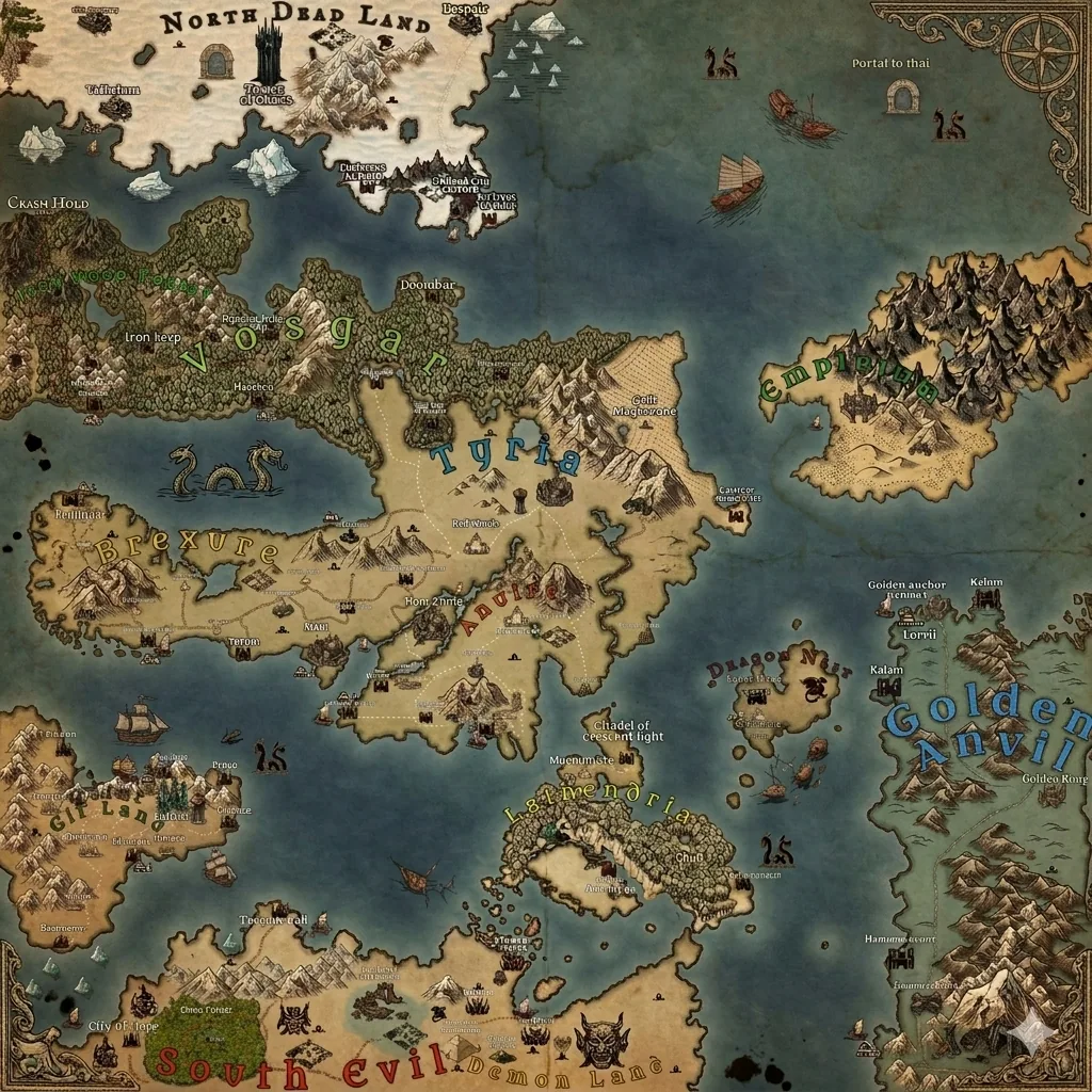 Map of the world of Tyria